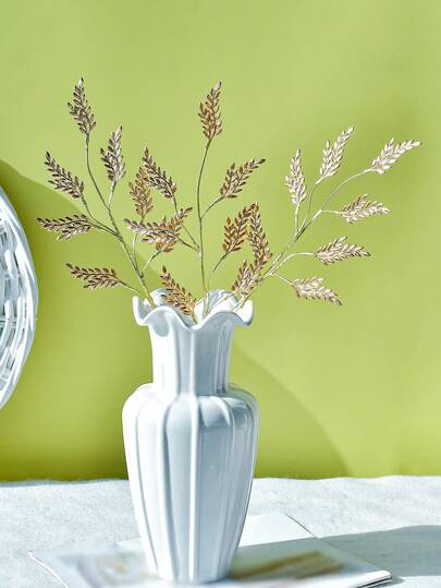 1支闪亮合金叶片人造花，时尚闪亮花枝，经久耐用，无需维护，适用于婚礼、订婚、派对、节日、家居装饰