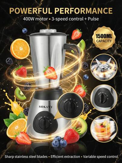 SOKANY Valentine's Day Gift: 1 Set Includes 1 Power Base, 2 Blades, 2 Cups, 1 Mug, 1 Portable Cup With Sip Lid, 1 Bullet Personal Blender, 2 Comfort Sip Rings, 2 Solid Lids, Pulse Technology For Grinding, Mixing, Blending, Smoothie & Ice Crushing