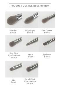 8pcs Silver Makeup Brush Set, Large Powder Brush Super Soft, Blush Brush, Eye Shadow Brush, Concealer Brush, Lip Brush, Concealer Brush, Premium Quality Handles, Professional Makeup Tools - Silver - View 7