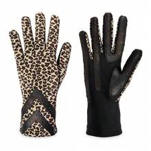 Womens Spandex Touchscreen Cold Weather Gloves With Warm Fleece Lining And  Details - Leopard-smartdri - View 5