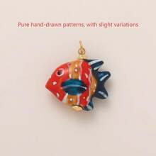 1pc Summer Fashion Ocean Style Shell, Sea Turtle, Delicate Orange & Blue Small Fish DIY Pendant, 18K Gold Plated, Anti-Oxidation, Suitable For Casual Daily Wear - Multicolor - View 17