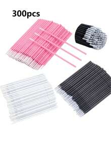 300/100pcs/Pack Eyelash Extension Cleaning Swabs, Eyelash Cleaning Sticks, Disposable Mascara Cleaning Sticks, Nano Makeup Brush Cleaning Swabs, Eyelash Remover, Lip Brush, Cleaning Swabs, Beauty Tools - Multicolor - View 13