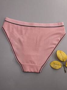 3条装女士淡玫瑰色性感蝴蝶结舒适可爱运动内裤 - 珊瑚粉 - 查看 6