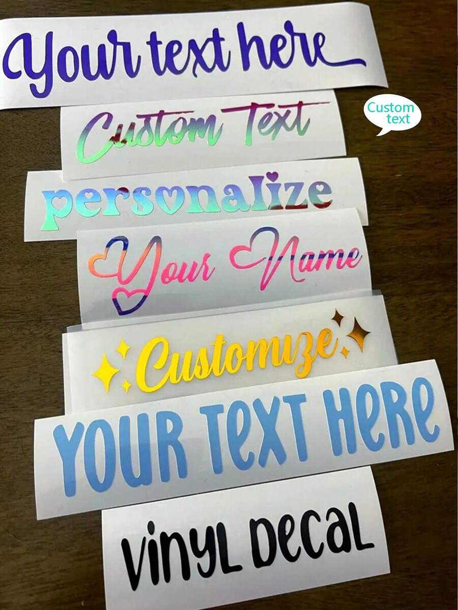 Customized Name Label Stickers, Name Decals, Custom Stickers, Name Stickers, Date Stickers, DIY Gifts, Handmade, Handwritten Fonts, Wedding Stickers, Gift Stickers. Customizable Holographic Name Stickers, Suitable For Water Bottles, Lunch Boxes, Personal Items, Glass Cups, Rolls, Balloons, Calligraphy Stickers - Multicolor - View 1