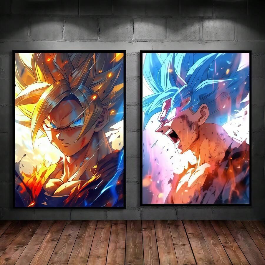 1pc Japanese Anime Poster, Classic Character Kakarot Canvas Painting, Birthday Gift Poster, Wall Art, Unframed. - A - View 1