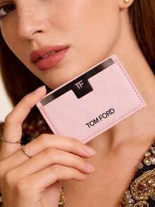 Tom Ford Pink Card Holder Mirror. Portable Double-Sided Mirror. New SS26 Fashion. Travel Essential. Exquisite And Stylish Leather Case Makeup Mirror. Portable Makeup Touch-Up Mirror. Suitable For Everyday Use, A Great Gift For Your Girlfriend. - Pink - View 5