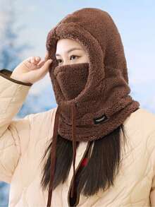 1pc Unisex Cycling Neck Warmer & Hat, Fleece Face Mask, Windproof Thermal Ski Cap, Suitable For Daily Outings, Ice Skating, Skiing, Etc. - Brown - View 4