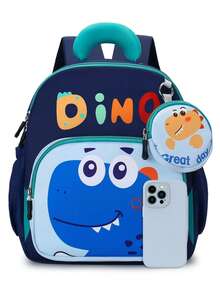 Nueva mochila con diseño de dinosaurio, unisex, ligera y cómoda, adecuada para viajes casuales y uso escolar - azul oscuro - Ver 3