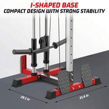 Máquina de tracción y cable LAT montada en la pared, sistema de polea doble, 20 ajustes de altura, capacidad de 400 libras, entrenador de gimnasio en casa de cuerpo completo, diseño que ahorra espacio - Negro y rojo - Ver 5