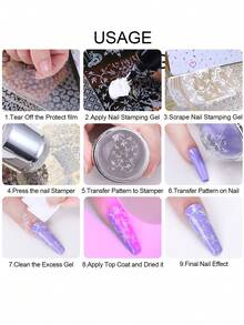 4PCS Flower And Plant Nail Templates, Dandelion, Rose, Cherry Blossom, And Flower Leaf Pattern Design Nail Printing Boards, DIY Nail Printing Stainless Steel Templates For Spring And Summer, Nail Tools - Silver - View 10