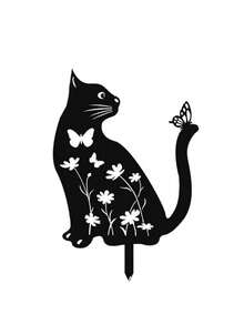 1pc New Iron Hollow Animal Yard Stake - Cat, Dog, Rabbit Lawn Marker, Suitable For Easter And Baby Shower Garden Decor - Black - View 14