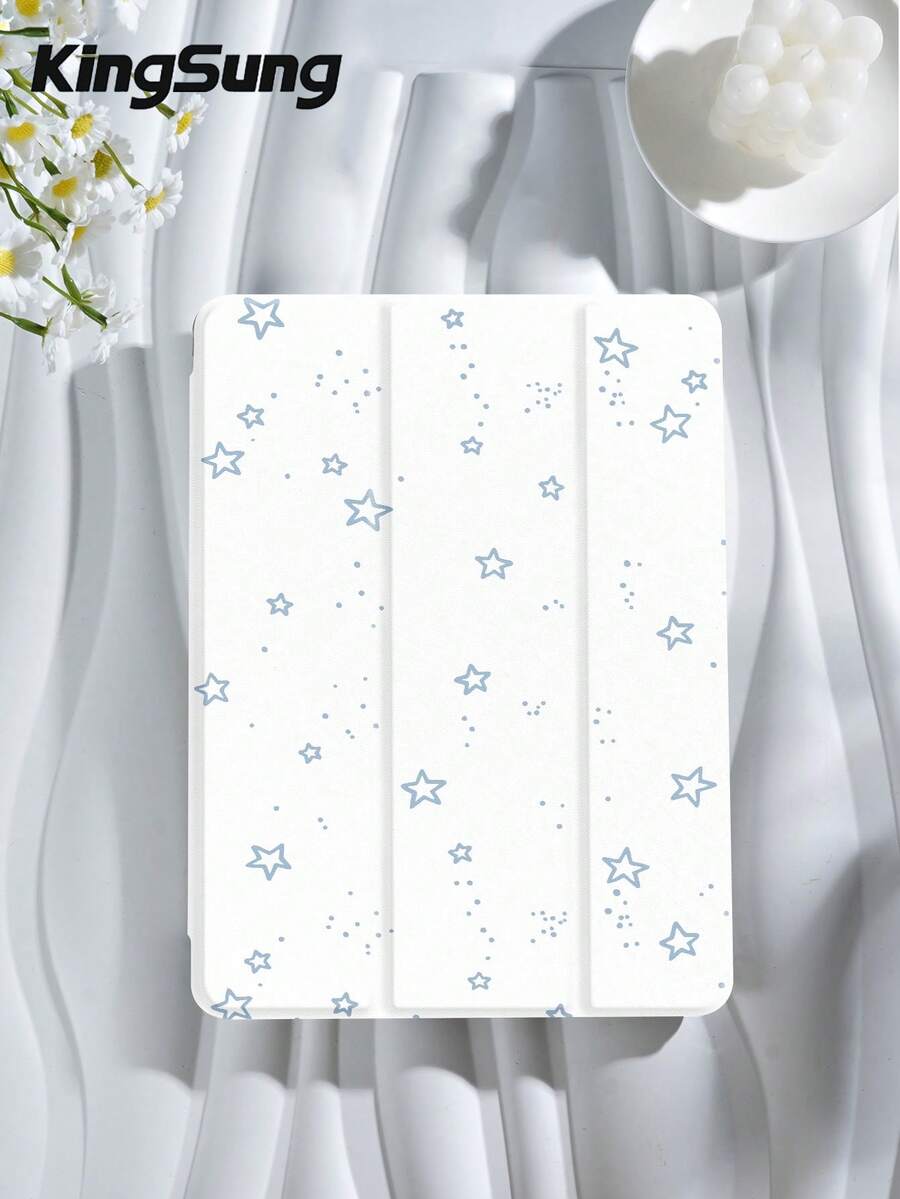 Kingsung Blue Star Pattern In The Ins Style Tablet Case, Compatible With IPad 9.7/10.2/10.5/10.9/12.9/Pro 11, 10th Generation, Compatible With Samsung Galaxy Tab S6 Lite 10.4-Inch, Compatible With Kindle Paperwhite 12th Gen 2024, Kindle (11th Generation) 2022 Version, Kobo Clara Color, Soft And Drop Resistant, Smart Stand/Auto Wake/Sleep