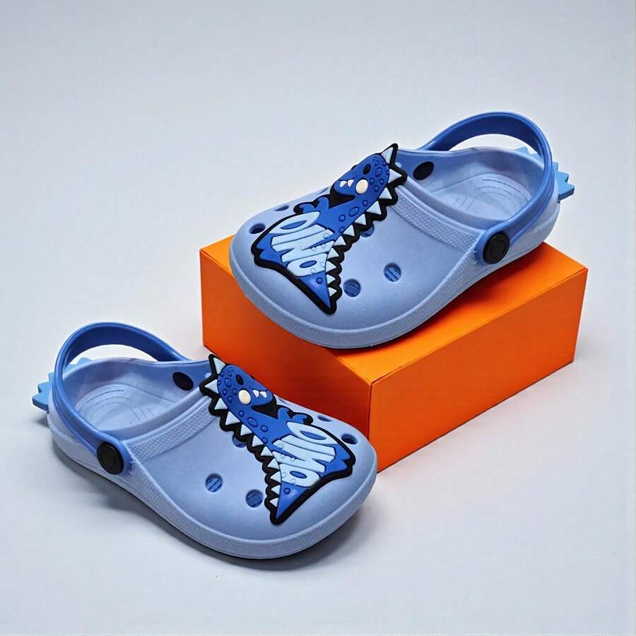 Sandalia Infantil para meninos dinossauro babuche - Azul bebê - Visão 1