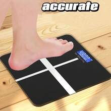 1 pieza Báscula digital de peso corporal con panel de cristal, báscula de peso negra, herramienta de pesaje doméstico precisa - Negro - Ver 6