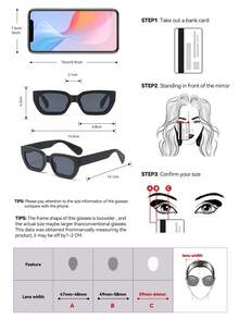 3 piezas Gafas de sol rectangulares retro con marco grueso negro, estilo clásico de plástico unisex para exteriores, viajes y playa, con protección UV - Negro - Ver 3
