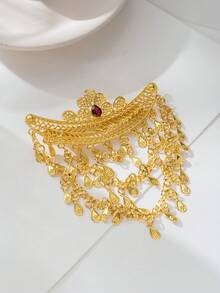 Herseygold 1 st guldpläterad tofshårspänne för kvinnor, turkisk brudhuvudbonad för mellanöstern, arabisk håraccessoar för kvinnor med festivalmotiv - Guld - Visa 3