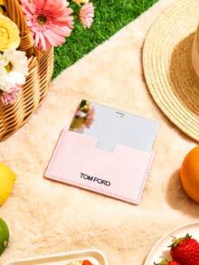 Tom Ford Pink Card Holder Mirror. Portable Double-Sided Mirror. New SS26 Fashion. Travel Essential. Exquisite And Stylish Leather Case Makeup Mirror. Portable Makeup Touch-Up Mirror. Suitable For Everyday Use, A Great Gift For Your Girlfriend. - Pink - View 4