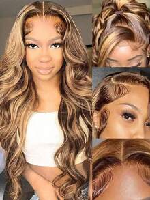 Uveous 34 Inch 99J Burgundy Lace Front Wigs Human Hair 13x4 HD Transparent Body Wave Lace Front Wigs Human Hair Pre Plucked 99j Burgundy Red Wine Human Hair Wigs - S4/27 - 查看 4