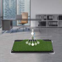 SanBouSi Golf Swing Trainer With 360° Auto-Rotating Ball Return, 5 Adjustable Heights & Realistic Turf Mat - Indoor/Outdoor Practice For All Clubs, Home Office Use - 綠色,白色,銀色 - 查看 7