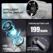 Luxury Full Diamond Portable Mini Handheld Fan, USB-C Rechargeable Turbo Fan, Adjustable Wind Speed Quiet Fan, Summer Gift Box, 1800mAh - Multicolor - View 4