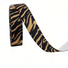 1.6厘米宽动物纹罗缎丝带，豹纹和斑马纹礼品盒包装丝带，5码长 - 彩色 - 查看 18