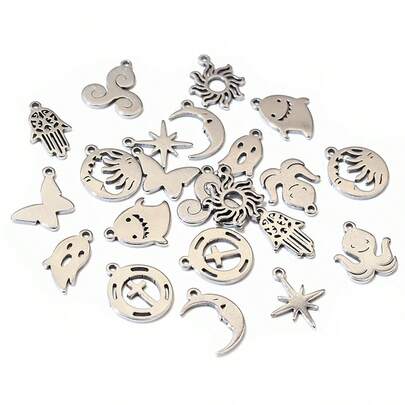 20pcs Stainless Steel Small Charms Ghost Moon Butterfly Star Cute Pendant Charm DIY Jewelry Making Accessories Necklace Bracelet