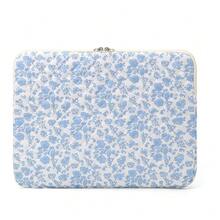 Puffy Laptop Sleeve 13-15.6 Inch Cute Quilted Laptop Protective Case Padded Floral Computer Sleeve For MacBook (B-Blue, 11 Inch) - B-blue - View 1