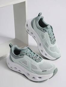 Women Fashion Sneakers Midsole Anti-Slip Comfortable Causal Walking Running Tennis Athletic Gym Workout Shoes With 3M Reflective Strips - Màu xanh Bạc hà - Xem 1