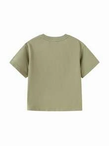 Balabala 男童休闲柔软纯棉短袖T恤，印有太空冒险主题图案 - 軍綠 - 查看 2