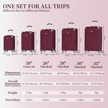 YSTYLE 3/5 Piece Hardside Luggage Set (12, 18, 20, 24, 28 Inch), With Scratch-Resistant And Impact-Resistant ABS Shells, Spacious Design And Four 360-Degree Spinner Wheels - Red - View 8