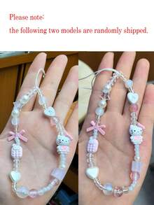 Sanrio Hello Kitty Polyester Faux Pearl Beaded Bracelet, Phone Strap Chain Charm, Portable Phone Chain Pendant Accessory - KTM6 - View 10