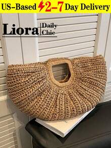 Semi-Circle Moon Shape Woven Straw Tote Bag - Handwoven Fan Design Beach Purse With Top Handle For Vacation, Picnics And Summer Outings.This Is A Semi-Circle Moon Shape Woven Straw Tote Bag, Featuring A Handwoven Fan Design As A Beach Purse With A Top Handle, Ideal For Vacation, Picnics, And Summer Outings.Straw Tote Bag, Beach Bag, Semi-Circle Purse, Moon Shape Bag, Handwoven Bag, Natural Fiber Tote, Fan Design Bag, Vacation Purse, Picnic Basket Bag, Summer Tote, Boho Beach Bag, Top Handle Purse,  Seaside Accessory, Market Tote, Bohemian Bag, Lightweight Carryall, Seasonal Handbag.Christmas,Christmas Gifts,Gifts For Women,Crossbody Bags For Women,Purses,Purses And Bags Women,Makeup Bag,Bags For Women,Shoulder Bag,Carteras Para Mujer,Christmas Bags,Carteras Para Mujer,Mom Gifts,Makeup Bag,Personalized Gifts,Teacher Gifts,Teacher Christmas Gifts,Totes Bags For Women,Purses And Bags Women,Purses And Bags,Bolsas Elegantes Para Mujer,Carteras Para Mujer,Purses For Women,Cartera Para Mujer - 卡其色 - 查看 11
