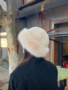 1pc Women's Solid Color Plush Hat, Casual Versatile Warm Windproof Faux Fur Hat Suitable For Daily Wear, Women's Warm Hat, Can Be Matched With Scarf For Dates, Parties, Gatherings, Christmas And Other Occasions - Multicolor - View 12