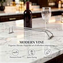 4 Pcs Wine Glass Rack Set 10.6 In Under Cabinet Stemware Rack With Inverted Design Space-Saving Hanging Wine Glass Holder Sturdy Iron Frame Ideal For Kitchen Bar - As Pic - View 2