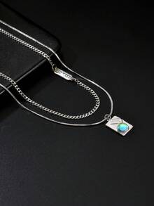 1pc Double-Layer Cubic Zirconia Necklace, Fashionable Niche Design Hiphop Elegant Choker Jewelry, Suitable For Women's Daily And Date Wear - Necklace - View 3