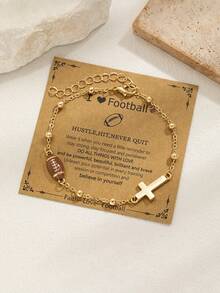 1 szt. Modna minimalistyczna bransoletka o tematyce sportowej, odpowiednia dla fanów piłki nożnej, koszykówki, siatkówki i tenisa, prezent dla miłośników sportu unisex na urodziny i święta - Wielokolorowe - Zobacz 5