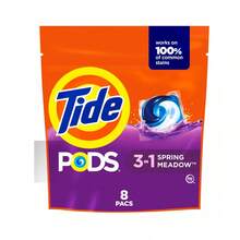 Tie&Downy 3-In-1 HE Undry Tergent Pods (8 Pacs) - April Fresh Scent, Powerful Cleaning & Stain Removal, Long-Sting Freshness, Color Protection & Fabric Softness, High-Efficiency Compatible, Fast-Disving In Cold Water, Gentle On Bedding, Towels & Everyday - Chất lỏng - Xem 9