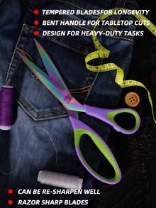 3pcs Elegant Purple Multi-Purpose Scissors Set, Wear-Resistant Titanium Alloy Blades + Skin-Friendly Soft Grip Handle, Essential Tool For Home, Office, And Crafters, Purple & Green - Purple-green - View 8