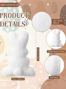 Almofada Decorativa de Pelúcia Coelho da Páscoa, Almofada Macia em Formato de Coelho, Presente para Sofá, Quarto, Sala de Estar, Decoração Doméstica, Decoração de Páscoa - Branco - Visão 4