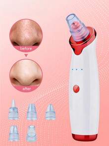 Blackhead Remover,Pore Vacuum Electric Black Head Remover For Face Acne Comedone Whitehead Extractor Kit USB Interface Type With 5 Suction Power For Men & Women - White - View 9