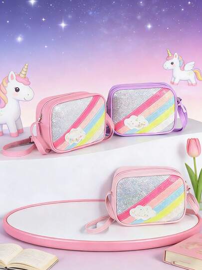 1pc This Stylish, Shimmering Mini Cloud-Shaped Shoulder/Crossbody Bag Features A Pu Zipper Closure And Is Incredibly Versatile, Easily Complementing Various Styles. Whether For Everyday Outings, Shopping, Or Photography, It'S An Ideal Choice, Suitable For All Seasons, And Makes A Perfect Gift For Teenagers.