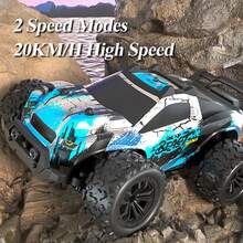 High Speed 1:20 Scale Fast RC Car, 20 KM/H, 2.4Ghz Remote Control, Off-Road Racing Vehicle With LED Lights, 2 Speed Modes, Hobby Grade All Terrain Trucks For Adults And Boys - Màu xanh lam - Xem 9