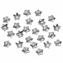 50 unids/lote 15 estilos de tapas de cuentas de flores de hojas de acero inoxidable para fabricación de joyería, tapas de cuentas espaciadoras de costura, accesorios ECSF - 05 - Ver 15