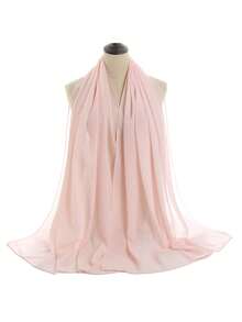 1 件女士纯色雪纺头巾，弹性设计，舒适的阿巴亚配饰和透气围巾，适合日常佩戴的女士面纱 - 鬆緊雪紡頭巾 - 查看 33