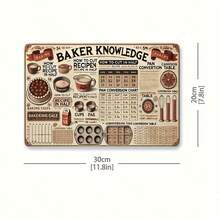 Retro Baker'S Wisdom Metal Iron Sign - 8X12 Inches, Decorative Baking Tips Conversion Guide, Perfect For Kitchen, Café, Bar, Home Decoration, Sturdy Iron Plate Wall Art, Humorous Style Murals Suitable For Home, Garage, Cafes, Bars And Garden Decoration - Exquisite Holiday Gifts - 1PC - View 4