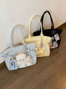 Túi đeo vai kiểu Nhật Bản bằng nylon trong suốt hình búp bê bắp rang bơ, dung tích lớn, thích hợp sử dụng hàng ngày, đi làm, họp mặt, cosplay, làm quà tặng, túi đeo chéo cho nữ. - Màu vàng - Xem 11