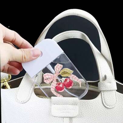 1 pieza Nuevo frasco de perfume recargable transparente, diseño de lazo a cuadros y cereza, adecuado para el Ramadán, el Día de San Valentín, frasco recargable de niebla fina de moda, hidratante, portátil, minimalista y versátil