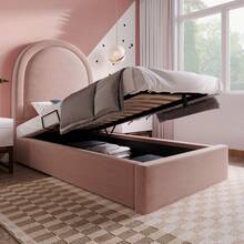 Upholstered Bed, Single Bed 90 X 200 Cm, Pink, Ideal For Bedrooms And Apartments (With Mattress) - Pink - View 6