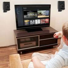 2x Black Wall Mount Universal Stereo Small Speaker Brackets SINGLE Swivel & Tilt - Black - View 4