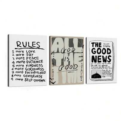 3pcs/Set Christian Bible Canvas Wall Art, Religious Inspirational Quote Poster, Classic Modern Style Decorative Art, Canvas Frame, Suitable For Home Office, Living Room, Bedroom, Dining Room - Spring And Summer Themes (Optional Frame)